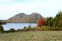 View from Jordan Pond House across Jordan Pond to the North and South Bubbles.